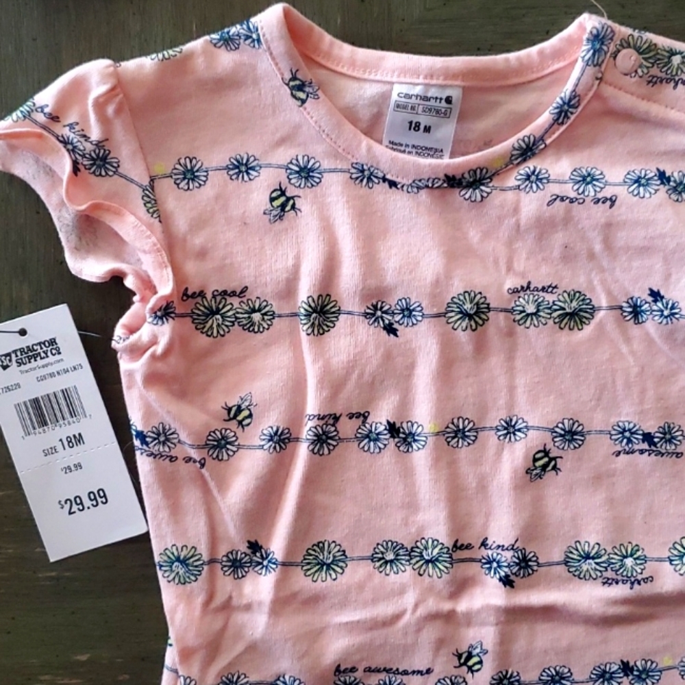 NWT Carhartt Girls 18mo. Snap button flower onesie